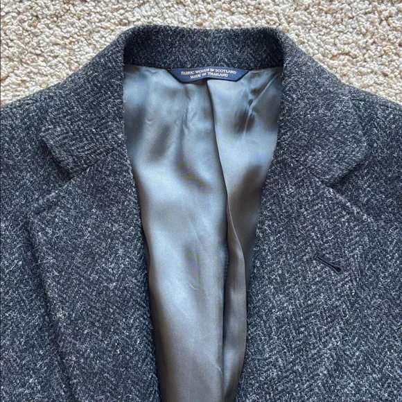 Brooks Brothers Charcoal 1818 Fitzgerald Harris Tweed Blazer Jacket 39 40 R - Picture 2 of 13